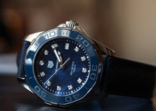 Load image into Gallery viewer, Tag Heuer Aquaracer Quartz Mother of Pearl Blue Dial Blue NATO Strap Watch for Women - WAY131L.FT6091