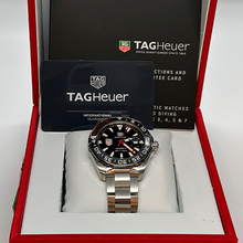 Load image into Gallery viewer, Tag Heuer Aquaracer Automatic Match Timer Black Dial Silver Steel Strap Watch for Men - WAY201G.BA0927