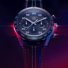 Load image into Gallery viewer, Tag Heuer Carrera Porsche Chronograph Special Edition Black Dial Black Leather Strap Watch for Men - CBN2A1F.FC6492