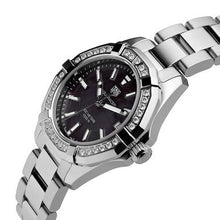 Load image into Gallery viewer, Tag Heuer Aquaracer Quartz Diamonds Black Dial Silver Steel Strap Watch for Women - WAY131P.BA0748