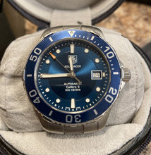 Load image into Gallery viewer, Tag Heuer Aquaracer Caliber 5 Automatic Blue Dial Silver Steel Strap Watch for Men - WAN2111.BA0822