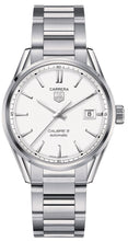 Load image into Gallery viewer, Tag Heuer Carrera Automatic Caliber 5 White Dial Silver Steel Strap Watch for Men - WAR211B.BA0782