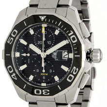 Load image into Gallery viewer, Tag Heuer Aquaracer Calibre 16 Day-Date Black Dial Silver Steel Strap Watch for Men - CAY211A.BA0927