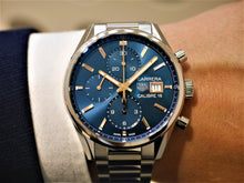 Load image into Gallery viewer, Tag Heuer Carrera Automatic Chronograph Blue Dial Silver Steel Strap Watch for Men - CBK2115.BA0715
