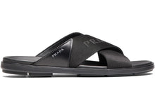Load image into Gallery viewer, Prada Nylon Tape Crisscross Slides Black Leather (Men's)