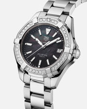Load image into Gallery viewer, Tag Heuer Aquaracer Quartz Diamonds Black Dial Silver Steel Strap Watch for Women - WAY131P.BA0748