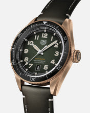 Load image into Gallery viewer, Tag Heuer Autavia Calibre 5 Automatic Olive Green Dial Green Leather Strap Watch for Men - WBE5190.FC8268