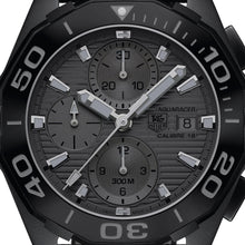 Load image into Gallery viewer, Tag Heuer Aquaracer Automatic Chronograph Special Edition Titanium Grey Dial Black Leather Strap Watch for Men - CAY218B.FC6370