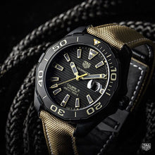 Load image into Gallery viewer, Tag Heuer Aquaracer 300 Calibre 5 Automatic Black Dial Brown Nylon Strap Watch for Men - WAY208C.FC6383