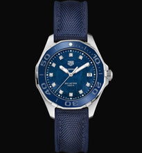 Load image into Gallery viewer, Tag Heuer Aquaracer Quartz Mother of Pearl Blue Dial Blue NATO Strap Watch for Women - WAY131L.FT6091