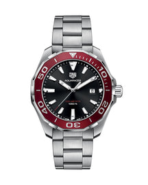 Tag Heuer Aquaracer Black Dial Silver Steel Strap Watch for Men - WAY101B.BA0746