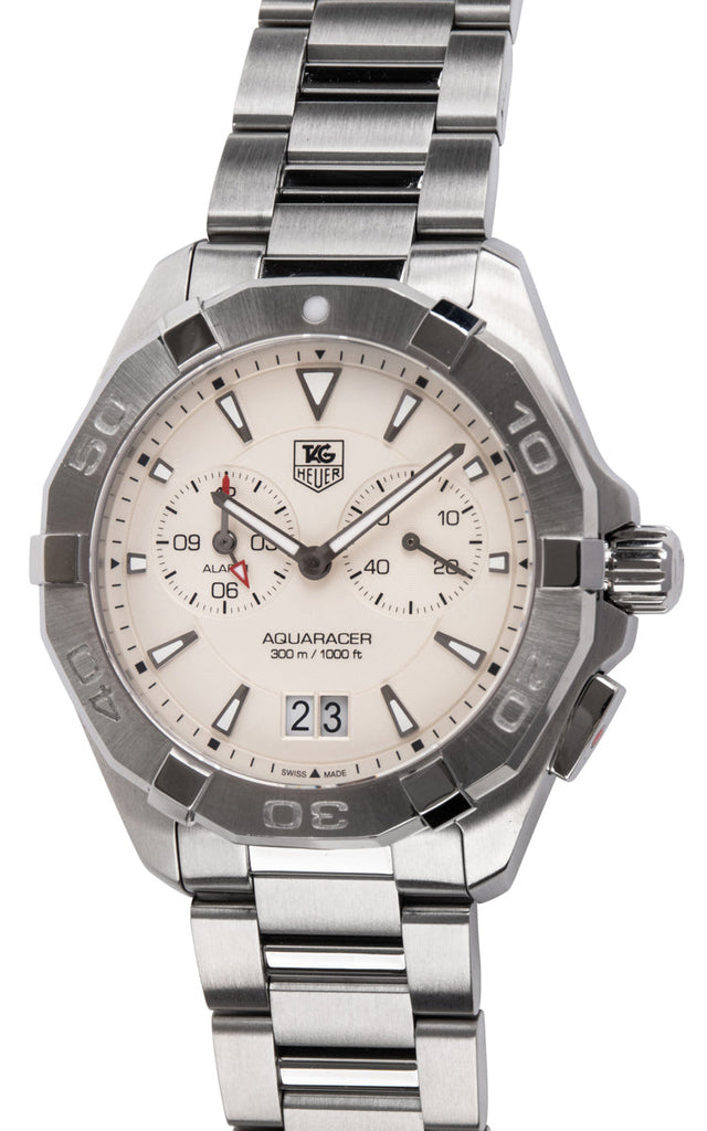 Tag Heuer Aquaracer Chronograph White Dial Silver Steel Strap Watch for Men - WAY111Y.BA0928