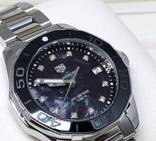 Load image into Gallery viewer, Tag Heuer Aquaracer Quartz Black Dial Silver Steel Strap Watch for Women - WAY131M.BA0748