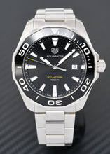 Load image into Gallery viewer, Tag Heuer Aquaracer Quartz Black Dial Silver Steel Strap Watch for Men - WAY101A.BA0746