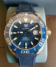 Load image into Gallery viewer, Tag Heuer Aquaracer Calibre 5 Automatic Blue Dial Blue Rubber Strap Watch for Men - WAY201B.FT6150