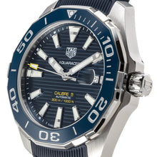 Load image into Gallery viewer, Tag Heuer Aquaracer Calibre 5 Automatic Blue Dial Blue Rubber Strap Watch for Men - WAY201B.FT6150