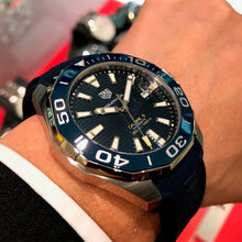 Load image into Gallery viewer, Tag Heuer Aquaracer Calibre 5 Automatic Blue Dial Blue Rubber Strap Watch for Men - WAY201B.FT6150