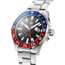 Load image into Gallery viewer, Tag Heuer Aquaracer GMT Caliber 7 Pepsi Black Dial Silver Steel Strap Watch for Men - WAY201F.BA0927
