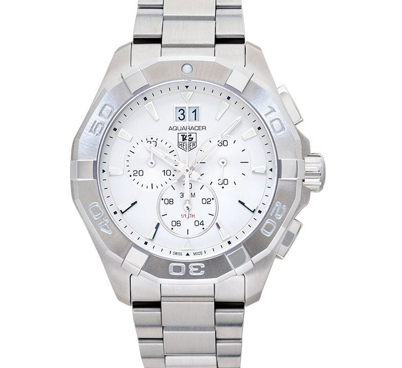 Tag Heuer Aquaracer White Dial Silver Steel Strap Watch for Men - CAY1111.BA0927