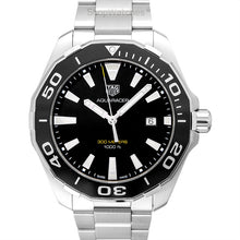 Load image into Gallery viewer, Tag Heuer Aquaracer Quartz Black Dial Silver Steel Strap Watch for Men - WAY101A.BA0746