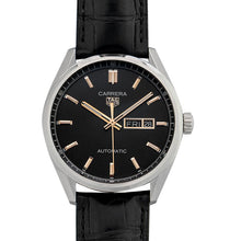Load image into Gallery viewer, Tag Heuer Carrera Day Date Black Dial Black Leather Strap Watch for Men - WBN2013.FC6503