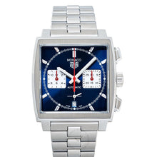 Load image into Gallery viewer, Tag Heuer Monaco Automatic Chronograph Blue Dial Silver Steel Strap Watch for Men - CBL2111.BA0644