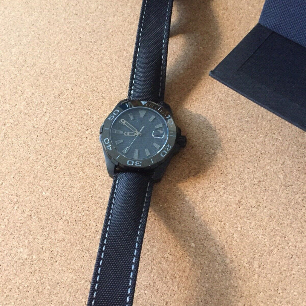 Tag Heuer Aquaracer 300 Swiss Limited Edition Black Dial Black Nylon Strap Watch for Men - WAY218B.FC6364