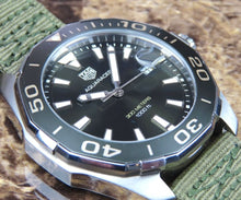 Load image into Gallery viewer, Tag Heuer Aquaracer Black Dial Khakhi Green NATO Strap Watch for Men - WAY101E.FC8222