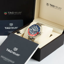 Load image into Gallery viewer, Tag Heuer Aquaracer GMT Caliber 7 Pepsi Black Dial Silver Steel Strap Watch for Men - WAY201F.BA0927