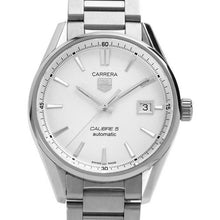 Load image into Gallery viewer, Tag Heuer Carrera Automatic Caliber 5 White Dial Silver Steel Strap Watch for Men - WAR211B.BA0782