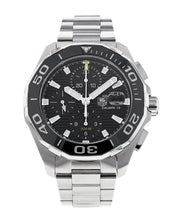 Load image into Gallery viewer, Tag Heuer Aquaracer Calibre 16 Day-Date Black Dial Silver Steel Strap Watch for Men - CAY211A.BA0927