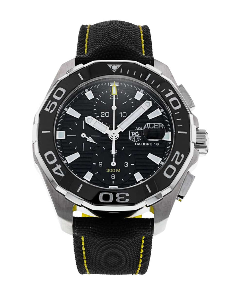 Tag Heuer Aquaracer Automatic Chronograph Black Dial Black Nylon Strap Watch for Men - CAY211A.FC6361