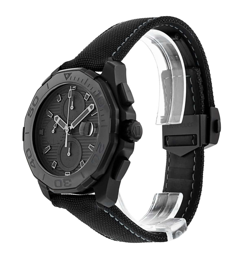 Tag Heuer Aquaracer Automatic Chronograph Special Edition Titanium Grey Dial Black Leather Strap Watch for Men - CAY218B.FC6370