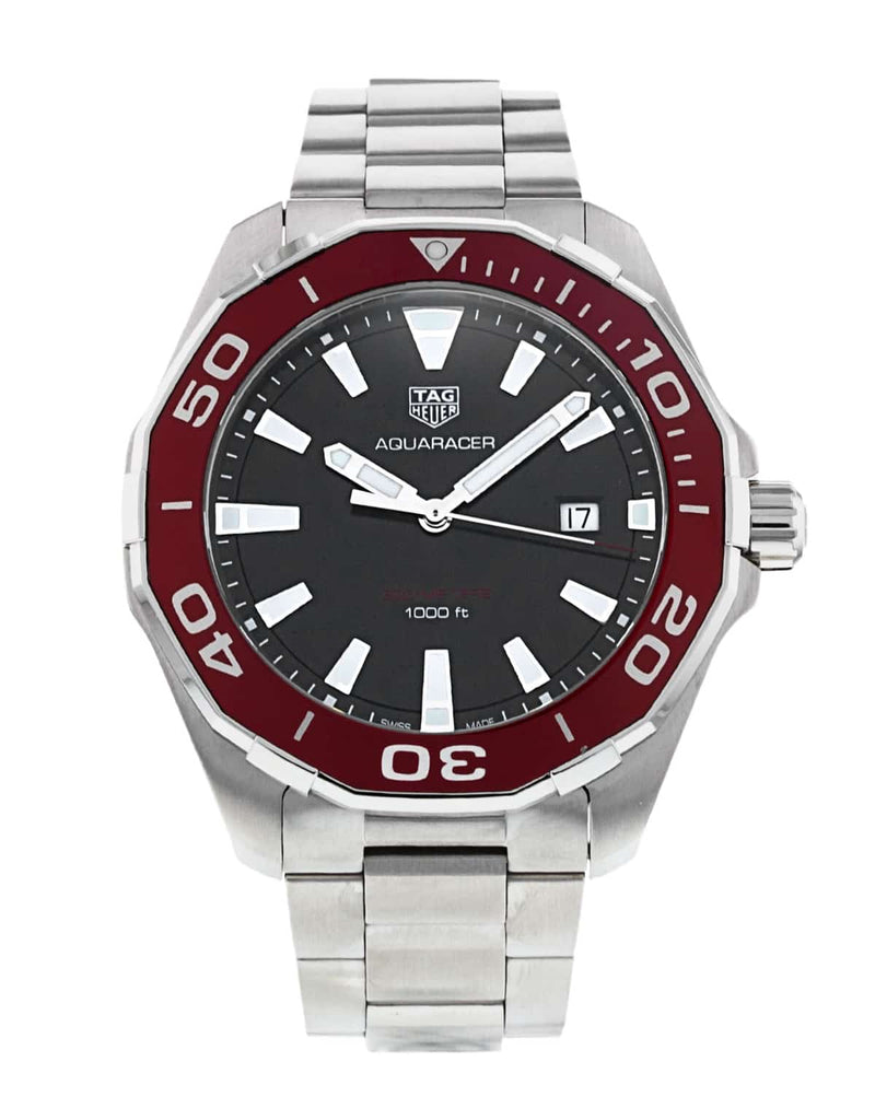 Tag Heuer Aquaracer Black Dial Silver Steel Strap Watch for Men - WAY101B.BA0746