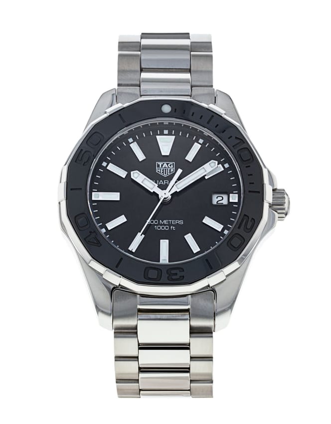 Tag Heuer Aquaracer Quartz Black Dial Silver Steel Strap Watch for Women - WAY131K.BA0748