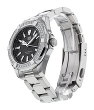 Load image into Gallery viewer, Tag Heuer Aquaracer Quartz Diamonds Black Dial Silver Steel Strap Watch for Women - WAY131P.BA0748