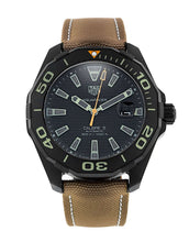 Load image into Gallery viewer, Tag Heuer Aquaracer 300 Calibre 5 Automatic Black Dial Brown Nylon Strap Watch for Men - WAY208C.FC6383