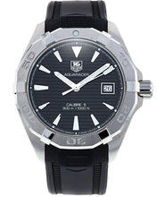 Load image into Gallery viewer, Tag Heuer Aquaracer Automatic Caliber 5 Black Dial Black Rubber Strap Watch for Men - WAY2110.FT8021