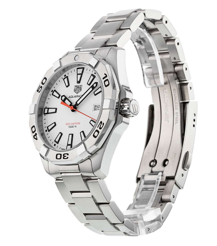 Tag Heuer Aquaracer Quartz White Dial Silver Steel Strap Watch for Men - WBD1111.BA0928