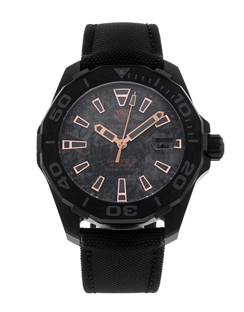 Tag Heuer Aquaracer Calibre 5 Black NATO Strap Carbon Dial Watch for Men - WBD218A.FC6445