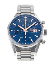 Load image into Gallery viewer, Tag Heuer Carrera Automatic Chronograph Blue Dial Silver Steel Strap Watch for Men - CBK2115.BA0715