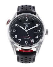 Load image into Gallery viewer, Tag Heuer Carrera Calibre 5 Drive Timer Black Dial Black Leather Strap Watch for Men - WAR2A10.FC6337
