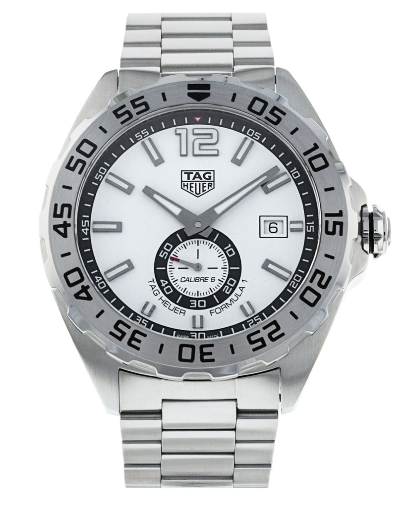 Tag Heuer Formula 1 Calibre 6 Automatic White Dial Silver Steel Strap Watch for Men - WAZ2013.BA0842