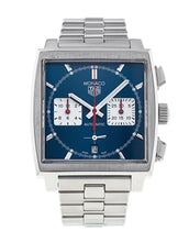Load image into Gallery viewer, Tag Heuer Monaco Automatic Chronograph Blue Dial Silver Steel Strap Watch for Men - CBL2111.BA0644