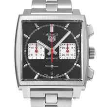 Load image into Gallery viewer, Tag Heuer Monaco Automatic Chronograph Black Dial Silver Steel Strap Watch for Men - CBL2113.BA0644