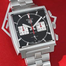 Load image into Gallery viewer, Tag Heuer Monaco Automatic Chronograph Black Dial Silver Steel Strap Watch for Men - CBL2113.BA0644