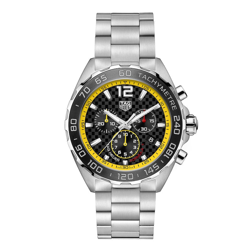 Tag Heuer Formula 1 Chronograph Black Dial Silver Steel Strap Watch for Men- CAZ101AC.BA0842