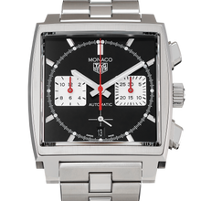 Load image into Gallery viewer, Tag Heuer Monaco Automatic Chronograph Black Dial Silver Steel Strap Watch for Men - CBL2113.BA0644