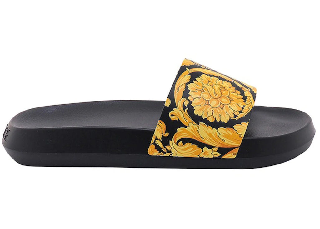 Versace Baroque Pool Slide Black Gold