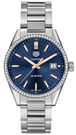 Tag Heuer Carrera Quartz Diamonds Blue Dial Silver Steel Strap Watch for Women - WAR1114.BA0601